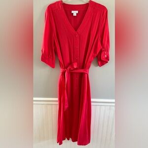 Liz Claiborne Berry colored Button-Up Dress with Belt